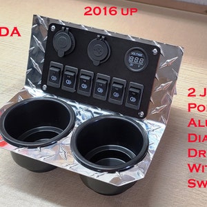Fits Honda Pioneer 1000 JUMBO Dash Cup Holder Aluminum Diamond Plate With Switches