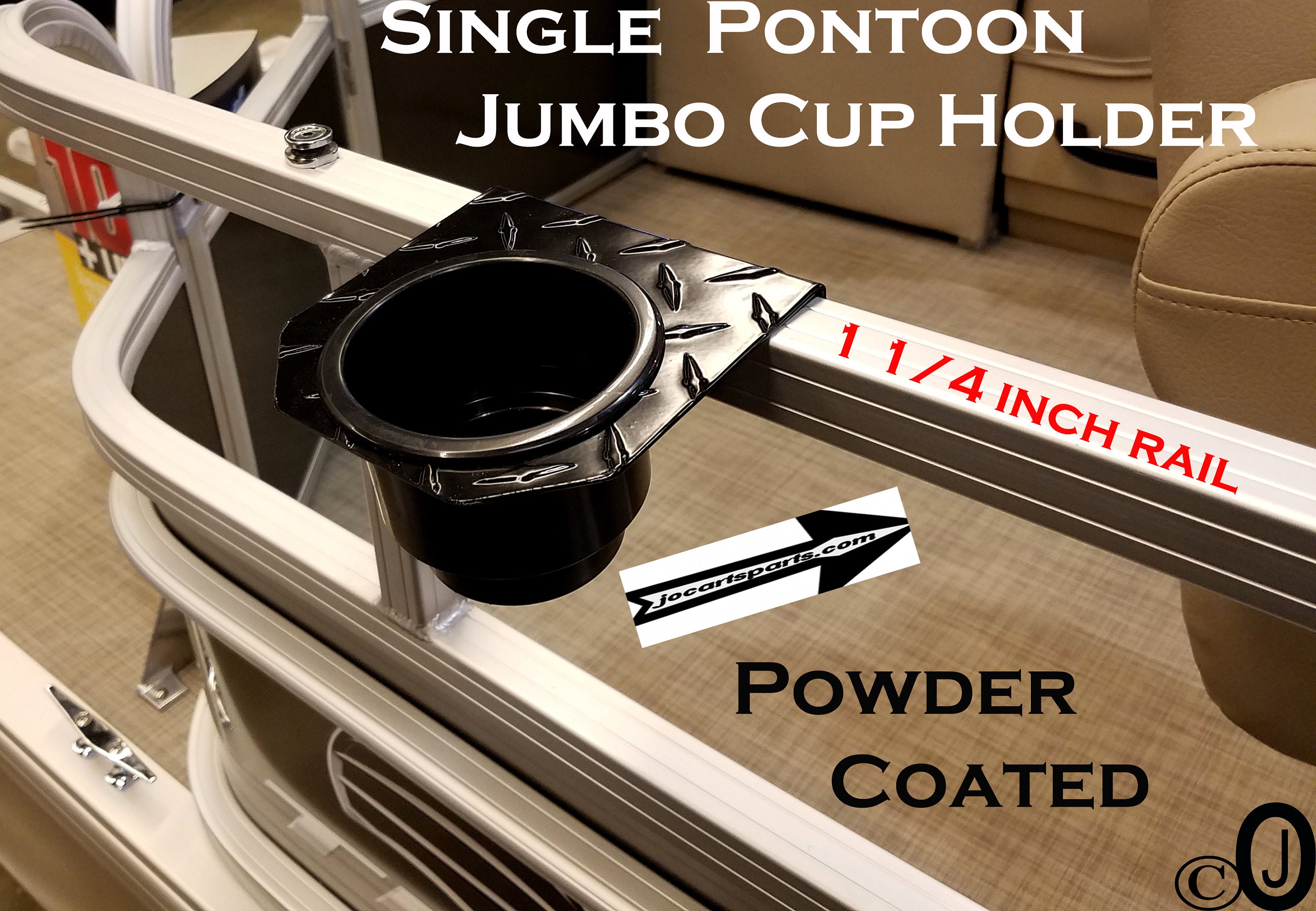 Pontoon Boat RED Aluminum Diamond Plate 2 Cup Drink Holder > Fits 1