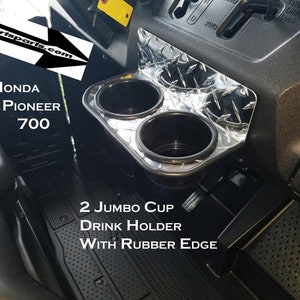 Fits Honda Pioneer 700 Dash Cup Holder Aluminum Diamond plate With Rubber edge