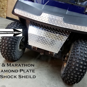 Fits EZGO TxT & Marathon golf cart Polished Aluminum Diamond Plate Bumper/Shock Cover