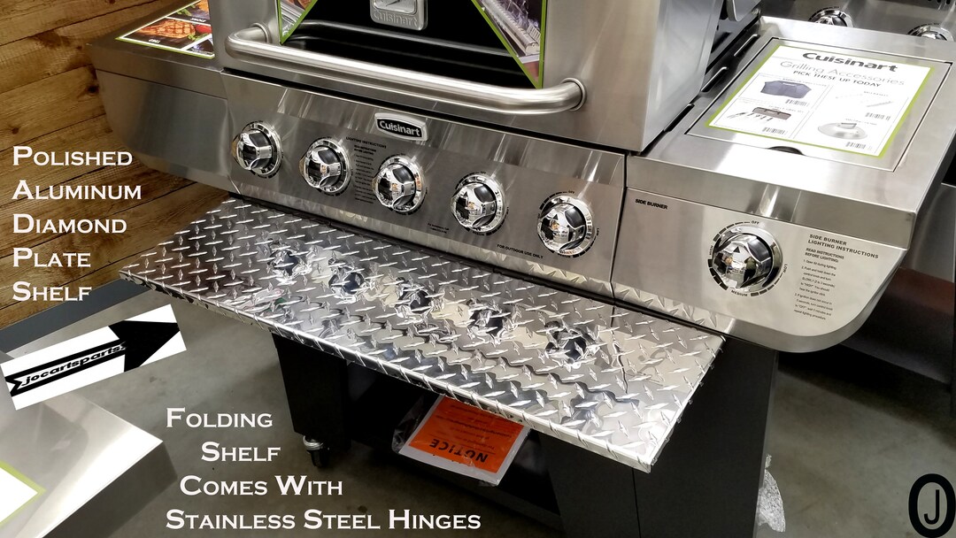 Fits Cuisinart 5 Burner Grill Polished Aluminum Diamond Plate Folding
