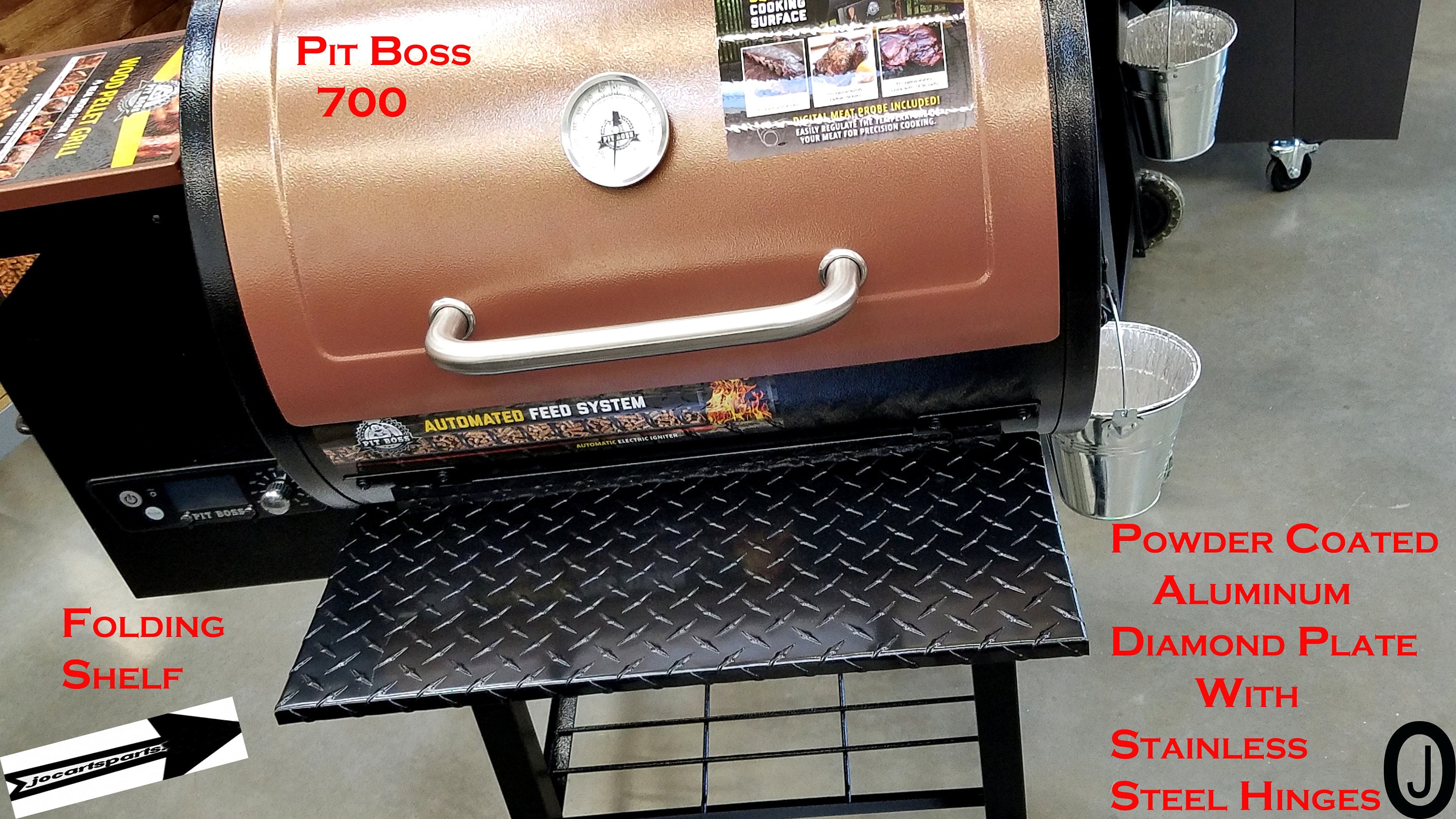 Pit Boss Cover Powder Coated Diamond Plate Folding Shelf For Pit