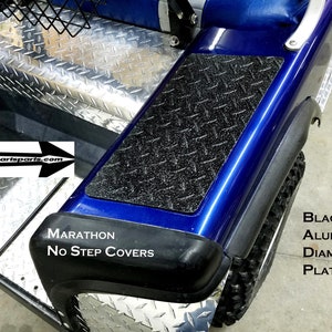 Fits Ezgo Marathon Golf Cart Black Aluminum Diamond Plate NO STEP COVERS