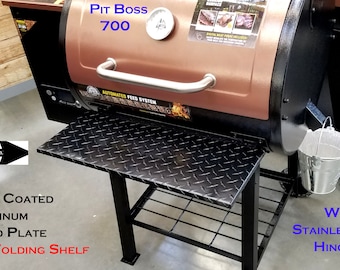 Folding Shelf For Pit Boss 700 Classic Pellet Grill Made With Powder Coated Diamond Plate   >>>grill not included<<<