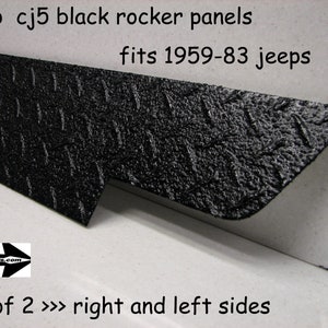 Fits JEEP CJ5 black Rubber Coated diamond plate side rocker panel set  5 1/4&#39;&#39; wide