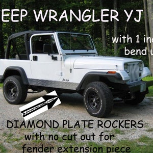 Fits JEEP YJ Wrangler Diamond plate Rocker Panels no cut outs & 1 inch BEND and 6 Wide