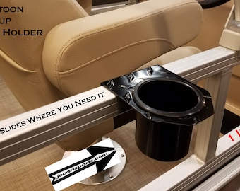 Pontoon Boat Powder Coated Diamond Plate Pontoon cup holder fits 1 inch rails