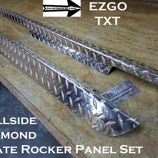 Fits Ezgo TxT Golf Cart Polished Aluminum Diamond Plate Rocker Panel set 1995-2013