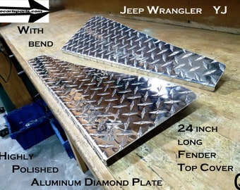 Fits Jeep YJ Wrangler Aluminum Diamond Plate 24" long Fender Covers With Bend