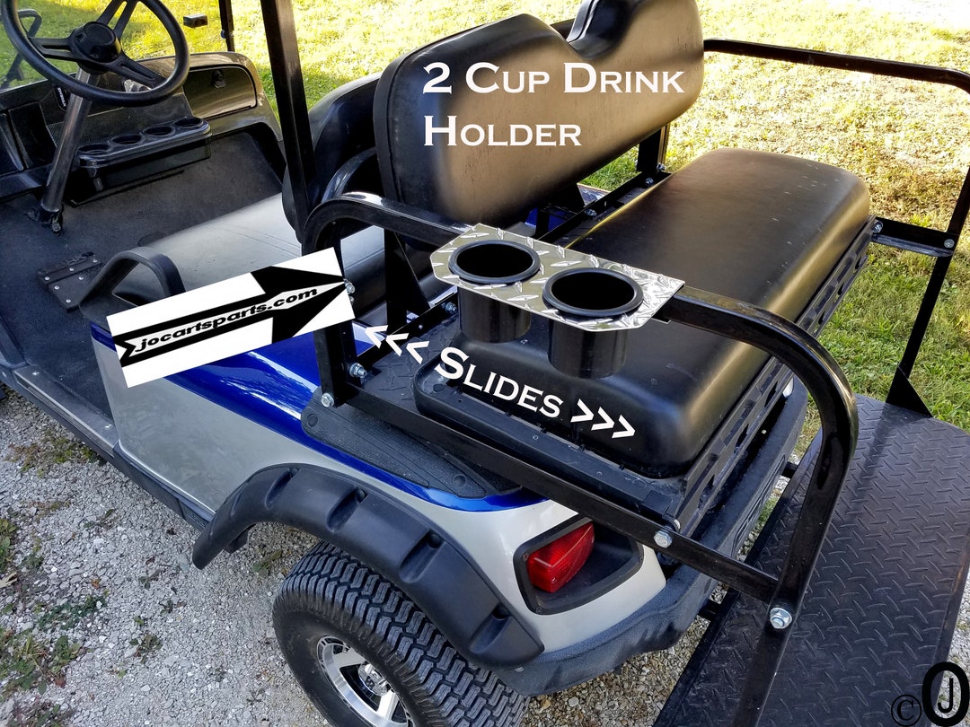 Golf Cart Backseat 2 Cup Drink Holder Highly Polished Aluminum Diamond