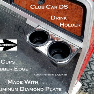 Fits Club Car DS 2 Jumbo Cup Drink Holder Made With Polished Aluminum Diamond Plate
