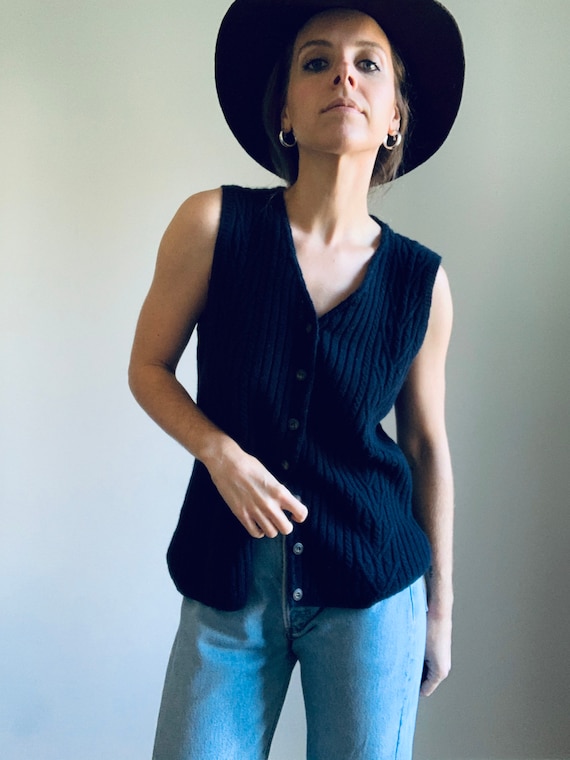 VINTAGE navy blue wool vest