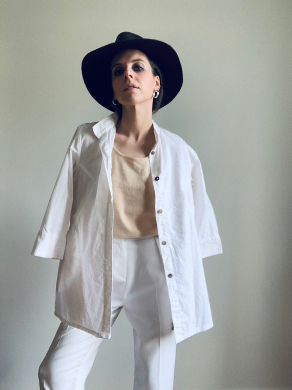 VINTAGE white cotton chore coat