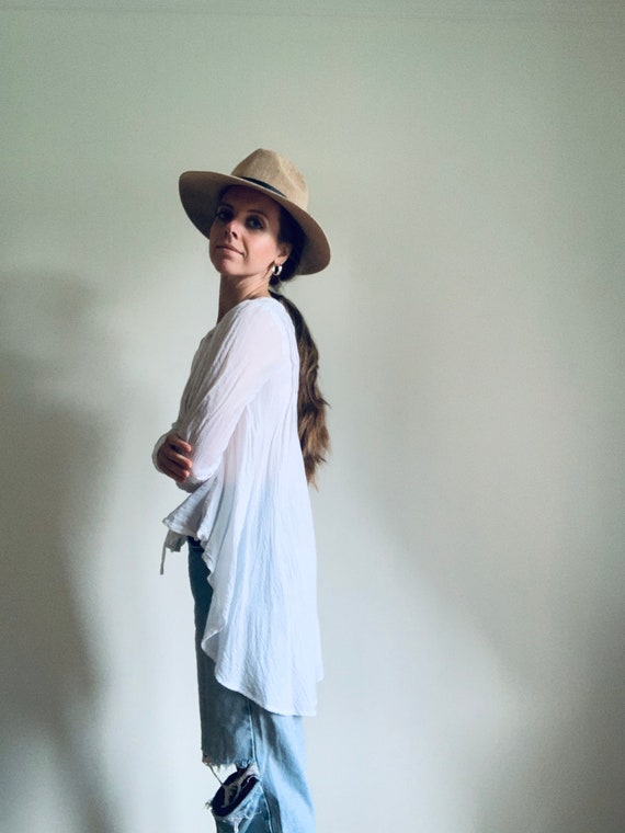 WHITE cotton blouse | bohemian | Y2K era |