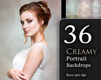36 Creamy Portrait Backdrops, Blurred Studio Backgrounds,  Wedding Photography Overlays, Light Texture Photoshop, Cloudy Jpegs, Old Masters