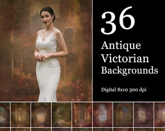 36 fondos digitales victorianos, fondos de retratos antiguos, fotos de bodas elegantes, superposiciones de estudio pictóricas. Fotografía de estilo barroco