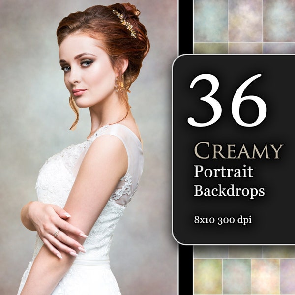 36 Creamy Portrait Backdrops, Blurred Studio Backgrounds,  Wedding Photography Overlays, Light Texture Photoshop, Cloudy Jpegs, Old Masters