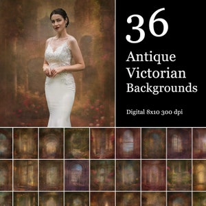 36 Victorian Digital Backdrops, Antique  Portrait Backgrounds,  Fancy Wedding Photos, Painterly Studio Overlays. Baroque Style Photography