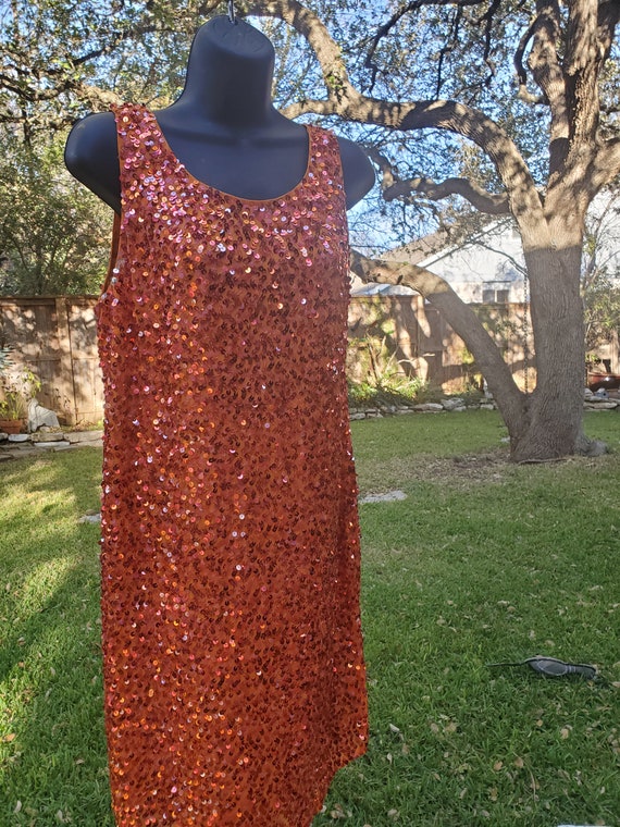 orange sequin dress