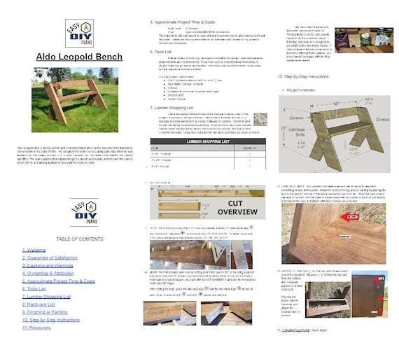Digital Plans Aldo Leopold Bench Etsy