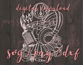 Retro Microphone and Headphones SVG DXF PNG Bundle Music Notes, Band TShirts, Gifts for Marching Band Students, Piano Keyboard Beats