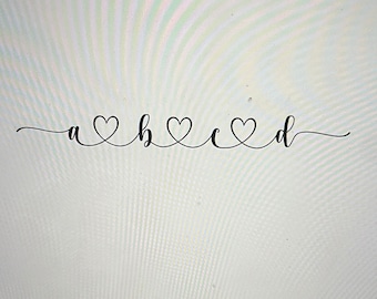 Custom Four Initials with Hearts SVG, PNG, JPG Files (Digital Download)