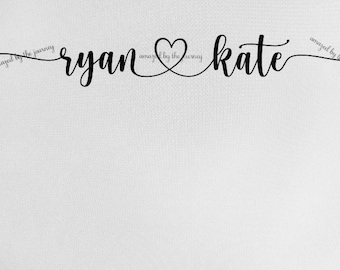 Archivo SVG personalizado de nombres de corazones conectados: silueta de boda para Cricut (descarga digital)