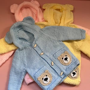 Handmade Knitted Baby Bear Jacket, Bear baby clothing, Bear Jacket for baby, Bear Jacket, New Baby Knitted Jumper. Cute Baby Bear handmade