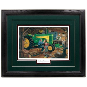 John Deere Tractor - &quot;Restoration II&quot; by Charles Freitag - Real Hardwood Oak Frame - Multiple Options - Farmhouse Décor - 17x21 - USA Made