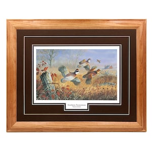 Back Forty Flush by Terry Doughty - Real Solid Hardwood Picture Frame in Multiple Colors - Double Mat - Quail - Farming - Pheasants
