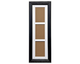 Hardwood Oak, 6x20 Glass, Mat for 3-Photos 4x6, Collage Frame – Made in USA