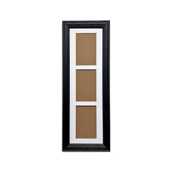 Hardwood Oak, 6x20 Glass, Mat for 3-Photos 4x6, Collage Frame – Made in USA