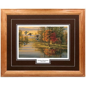 Autumn Glow by Mary Pettis Wall Art Mallard Duck Hardwood Frame 17x21 Wildlife Print 5 Matte Colors 3 Custom Mouldings Cabin Decor Brown Mat