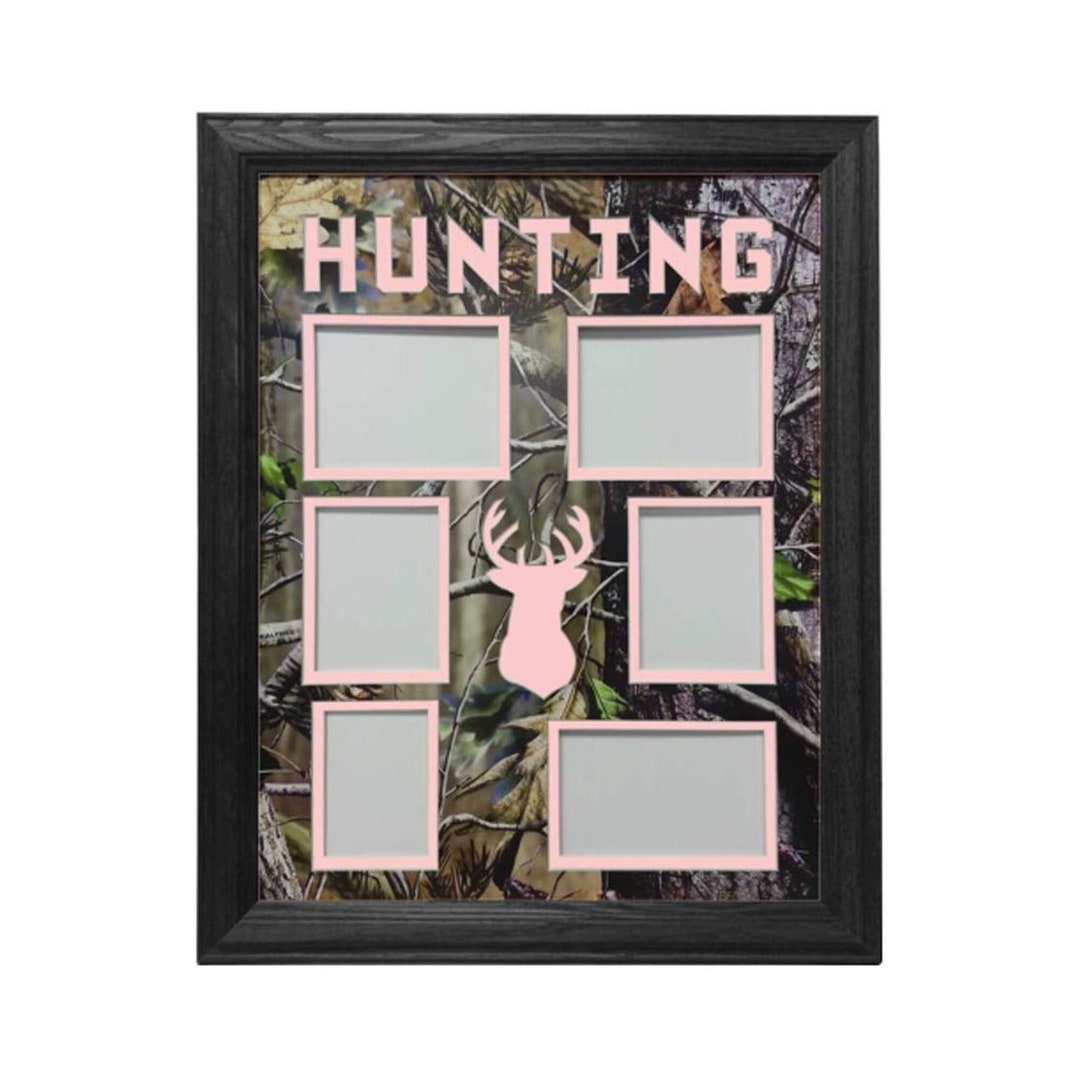 6 Hole Real Tree Hunting Collage Picture Frame Deer Silhouette Real
