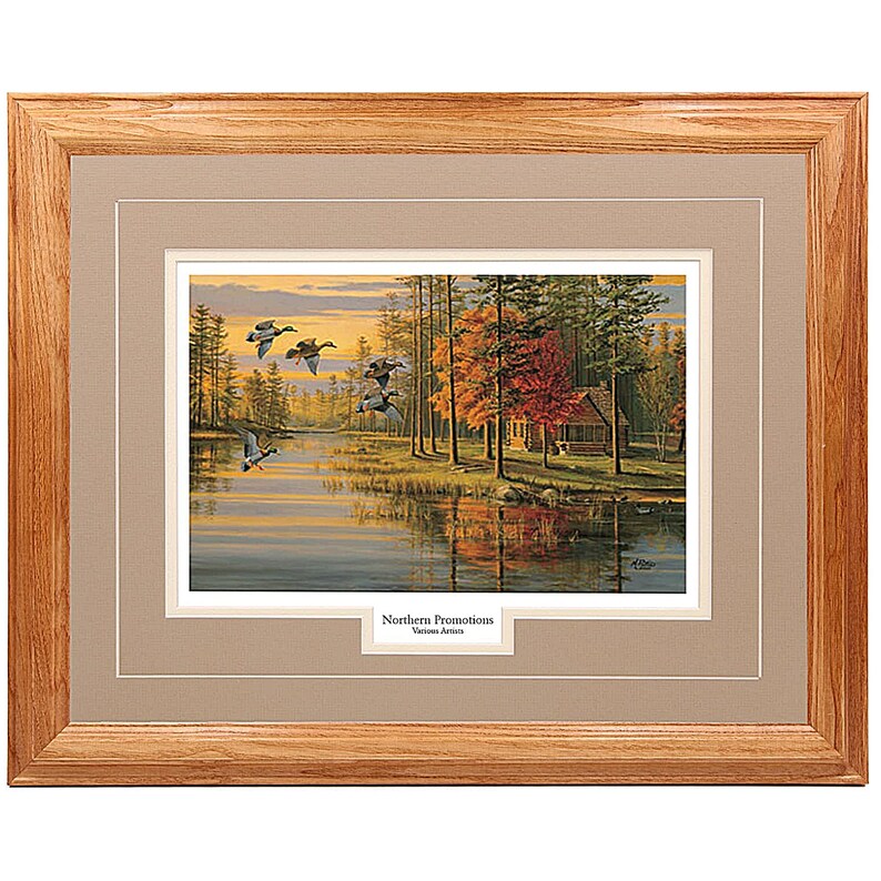 Autumn Glow by Mary Pettis Wall Art Mallard Duck Hardwood Frame 17x21 Wildlife Print 5 Matte Colors 3 Custom Mouldings Cabin Decor Beige Mat