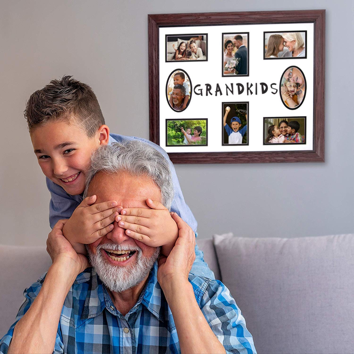 Grandkids Picture Frame Collage Holds 8 3 x 5 Photos White Premium