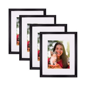 Custom Picture Frame 16x20” Set of 4  - Single White Mat - Fits 11x14 Photo - Real Wood Moulding - Made in USA