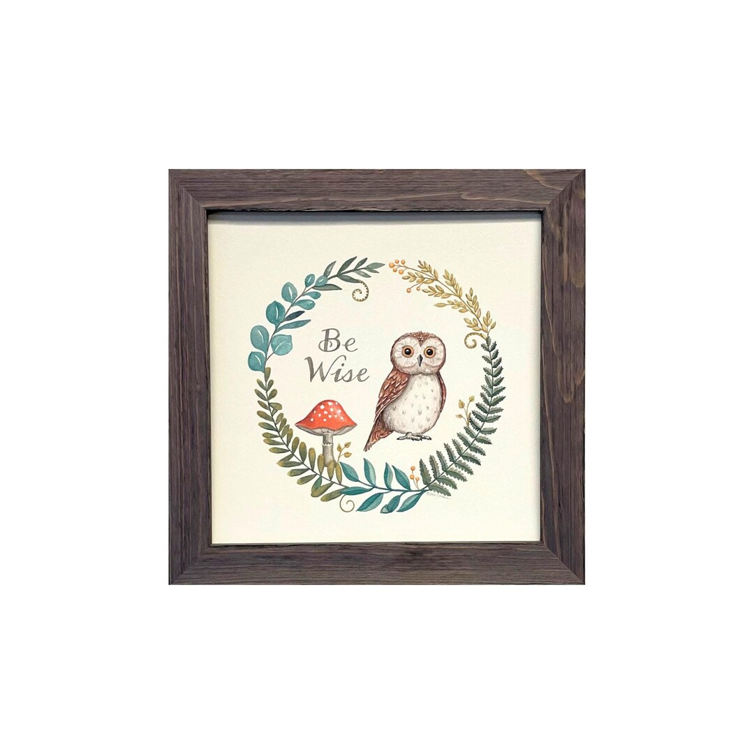Owl Nursery Art – Framed Woodland Print, Gray Barnwood Style - Etsy