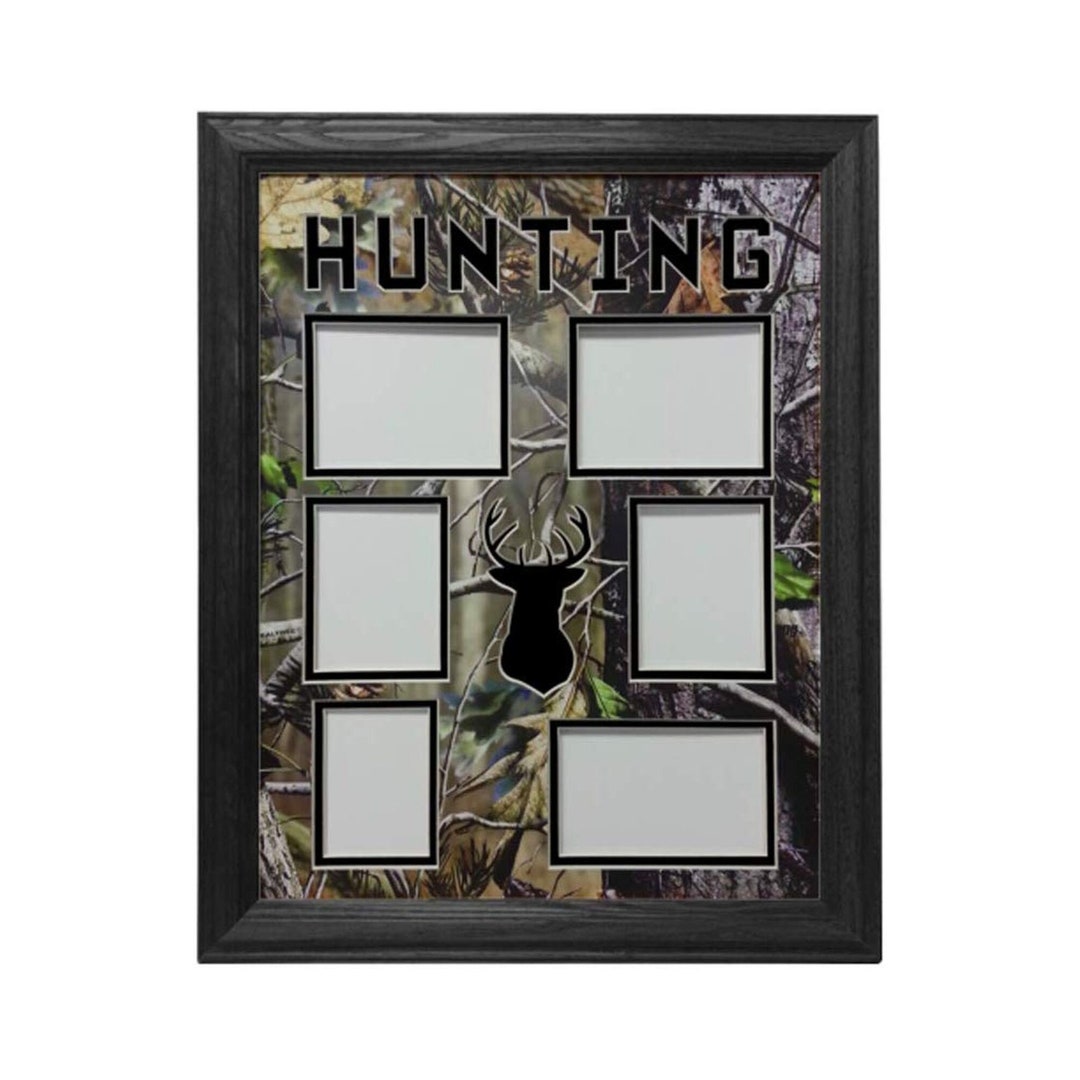 6 Hole Real Tree Hunting Collage Picture Frame Deer Silhouette Real