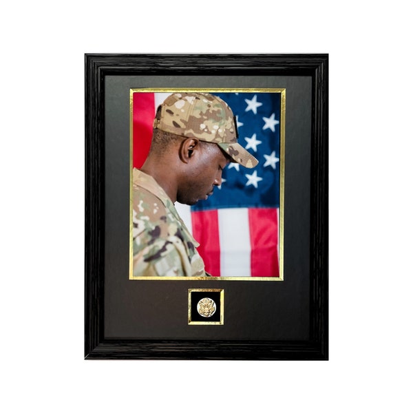 US Army Custom Military Photo Frame - 11" x 14" - Solid Red Oak - Real Hardwood Moulding - Holds Vertical 8" x 10" Photo - Made in the USA