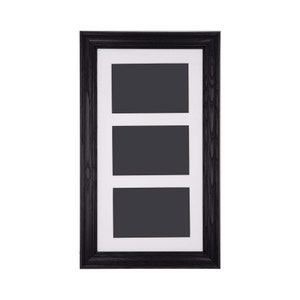 3 Hole Collage Picture Frame - Holds 3: 5&quot;x 7&quot; Photos - Real Solid Hardwood in Multiple Colors - White Premium Bevel Cut Single Mat 9&quot; x 18&quot;