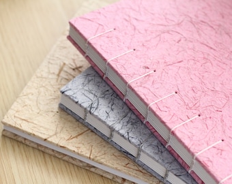 6x9 Handmade Journal & Notebook | Handbound Sketchbook | Handmade Mulberry paper cover | A5 Blank book