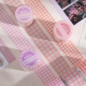 Warm colours Kawaii Plaid Washi Tape Stickers
