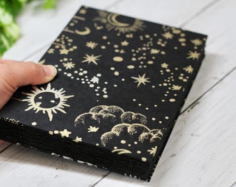 Handmade Black Watercolor Sketchbook: Lokta Paper, Coptic Binding