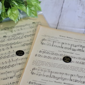 Paquete de 12 páginas de libros de música vintage, páginas de música vintage para scrapbooking efímero