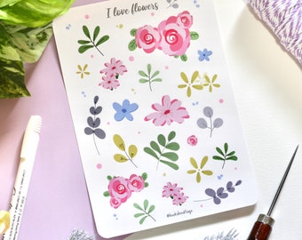 Sticker Sheet - I Love Flowers | Journaling supplies , Planner stickers, Decorative Stickers
