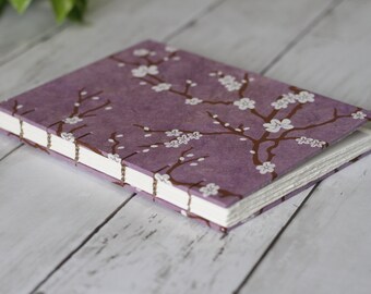 Handmade Watercolor Sketchbook Arches, Purple Plum Blossom, Portrait