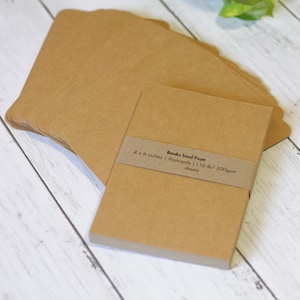 20 cartes postales kraft (110 lb) - 4 x 6 carrés ou arrondis, papier cartonné kraft vierge