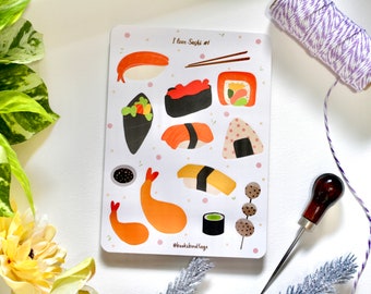 Sticker Sheet - I Love Sushi | Journaling supplies , Planner stickers, Decorative Stickers