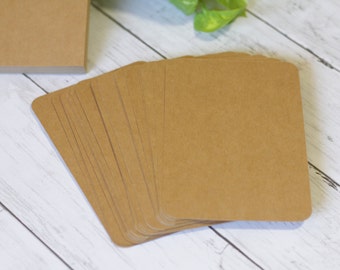 25 Kraft Postcards (65lb) - 4x6 Square or Rounded, Blank Kraft Cardstock